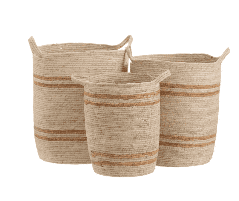 S/3 CESTOS NATURAL-BEIGE FIBRA NATURAL 42 X 42 X 48 CM