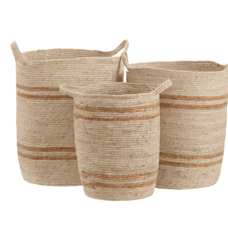 S/3 CESTOS NATURAL-BEIGE FIBRA NATURAL 42 X 42 X 48 CM