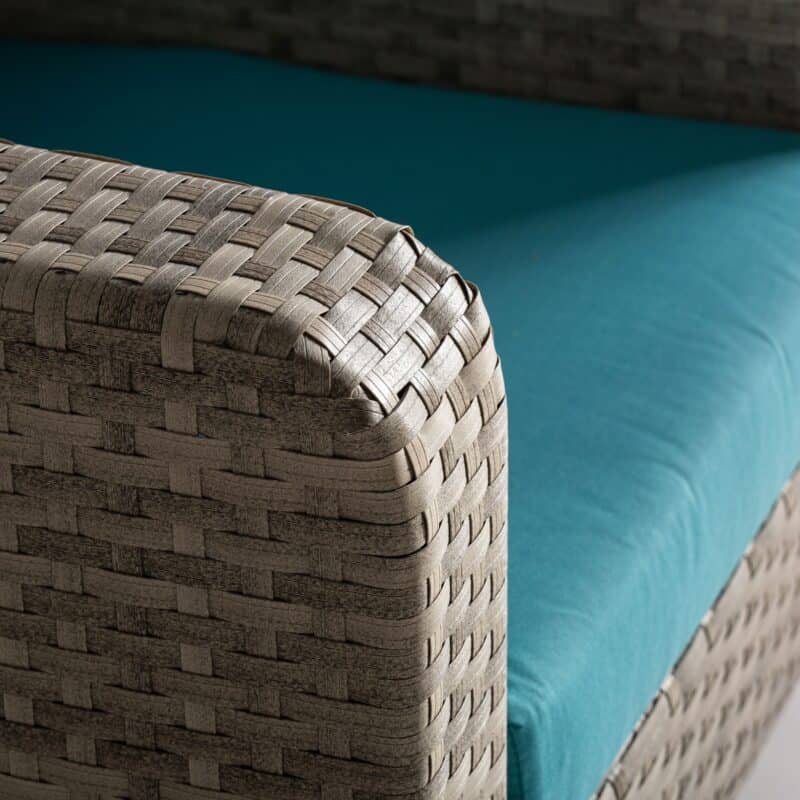 sofa fruges terraza beige y turquesa
