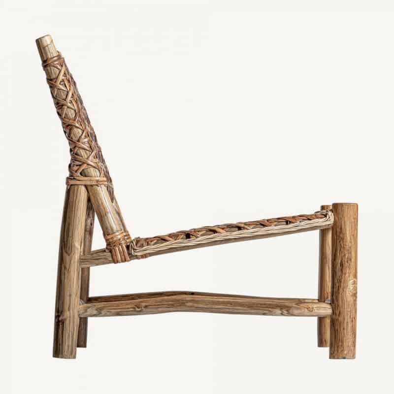 sillón luban madera teka y ratan
